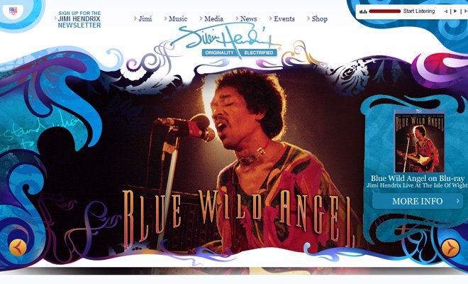 hendrix jimi website layout header inspiration