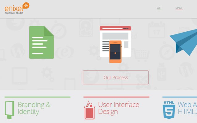 35 bố cục web sử dụng thiết kế phẳng cho đồ họa và icon enixel creative studio website layout