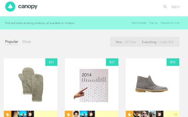 35 bố cục web sử dụng thiết kế phẳng cho đồ họa và icon canopy amazon products social network listing homepage