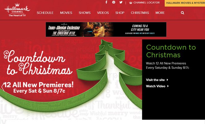 hallmark channel website design homepage layout