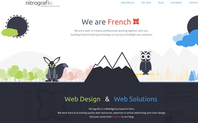 35 bố cục web sử dụng thiết kế phẳng cho đồ họa và icon nitro grafix design website layout studio homepage