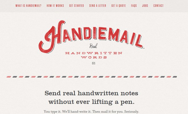 handiemail homepage navigation scrolling bar