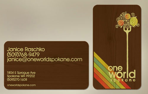 One World Spokane Round Corners Business Card