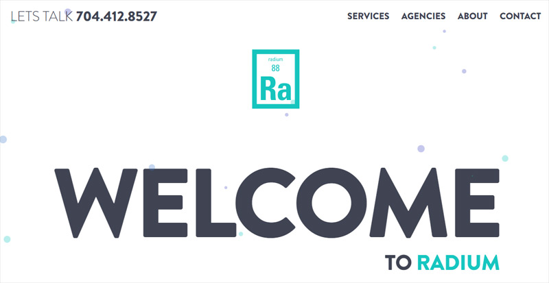 Radium Labs in 25 Examples of Using White Color in Web Design