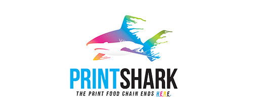 Multicolor Logo Designs Print Shark Logo
