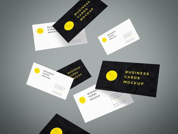 Flying Business Cards Mockup Vol.4