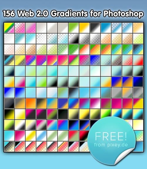 Pixey Web 2.0 Farbverläufe für Photoshop zum free download!
