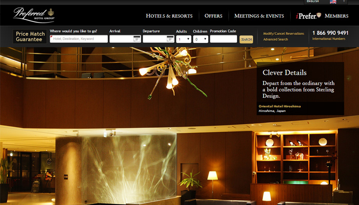 preferred hotel group website homepage