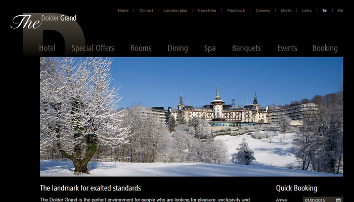 dolder grand hotel website homepage design