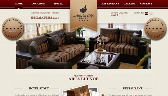 arca lui noe hotel chain website homepage