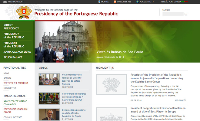 presidency of portuguese republic website