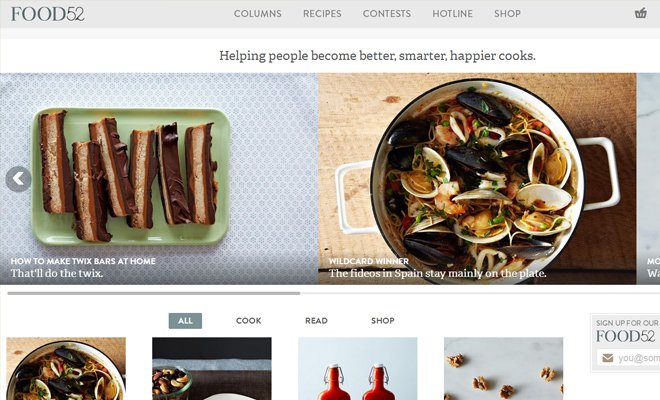 food52 community cooking website layout inspiration