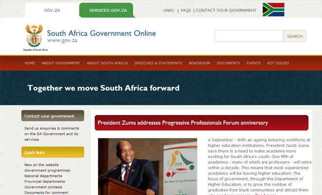 government of south africa website