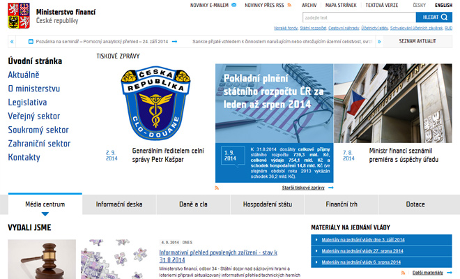 czech republic ministry of finance website