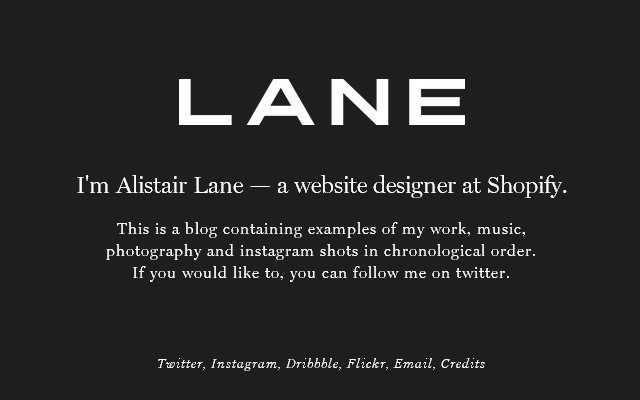 alistair lane web designer shopify portfolio dark grey
