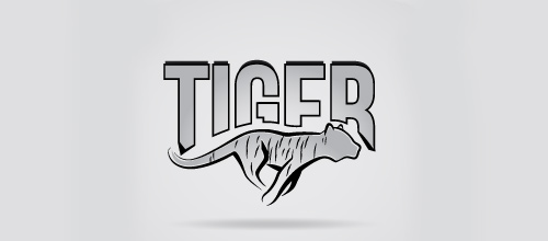 Grey running tiger logo design ideas