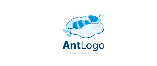 Blue cartoon ant logo design ideas