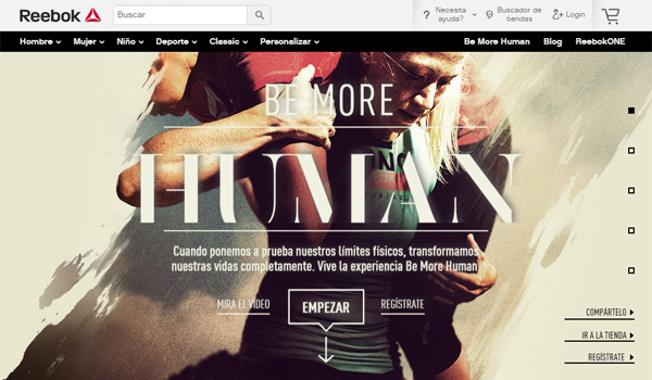 Nút bấm Ảo (Ghost Button) - xu hướng thiết kế web hiện đại (P.2) Reebok: Be More Human