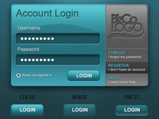 Account Login Panel – PSD