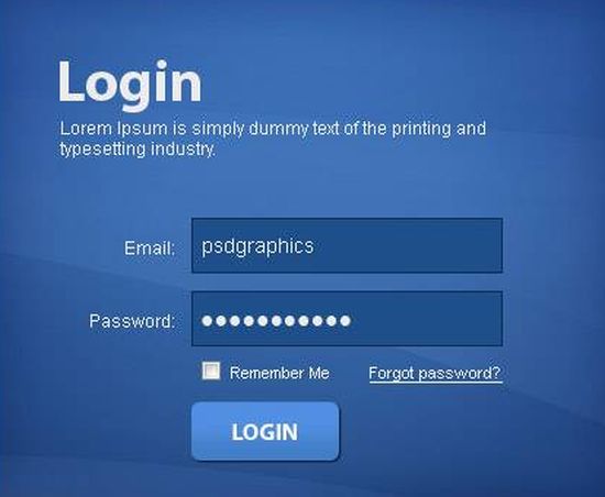 Blue Login Psd 