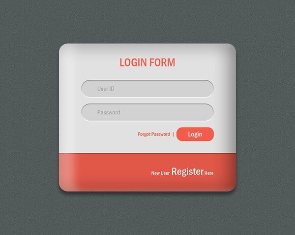 Embossed version of flat login form PSD