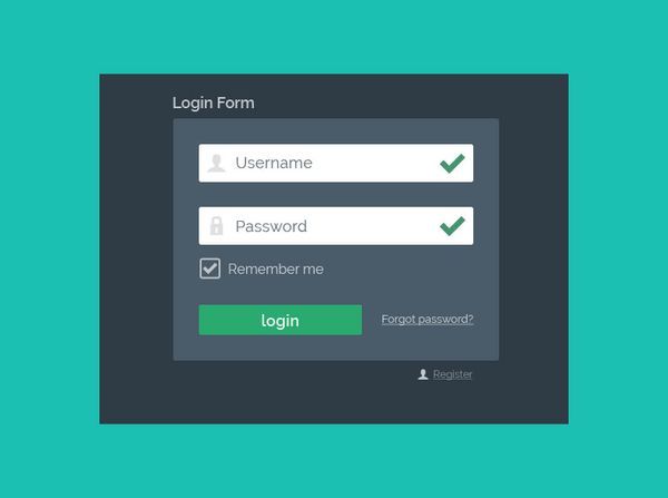 Flat Login Form PSD