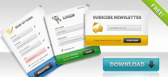 UI PSD Pack – Sign up forms, login panels, subscribe forms