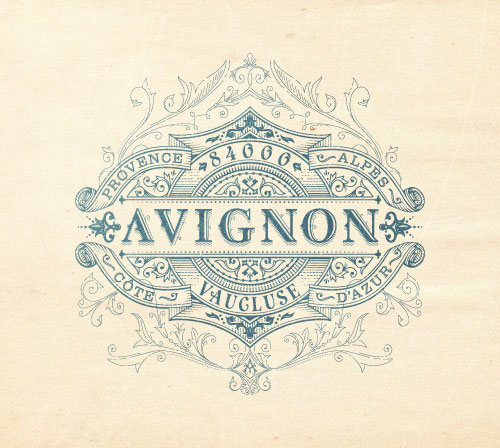 AVIGNON-Flourish thiet ke logo vintage