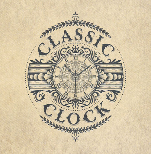 Classic-Clock thiet ke logo vintage