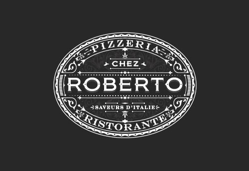 Roberto-Pizzeria thiet ke logo vintage