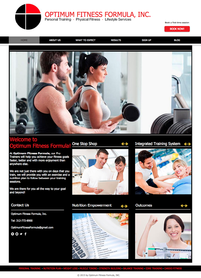 thiet ke web Optimum Fitness Formula 