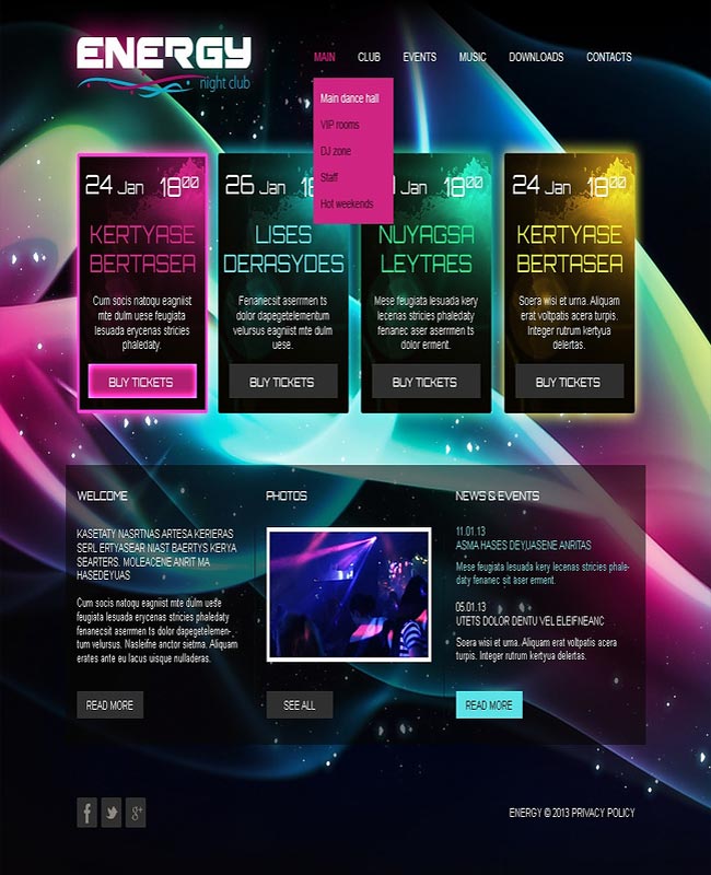 Energy - Exclusive Night Club Html thiet ke website chuyen nghiep