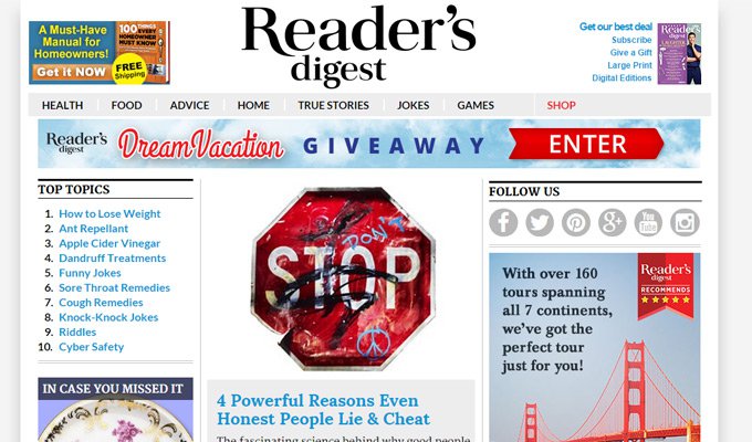 readers digest website magazine