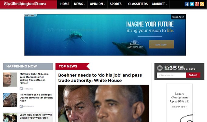 washington times website homepage