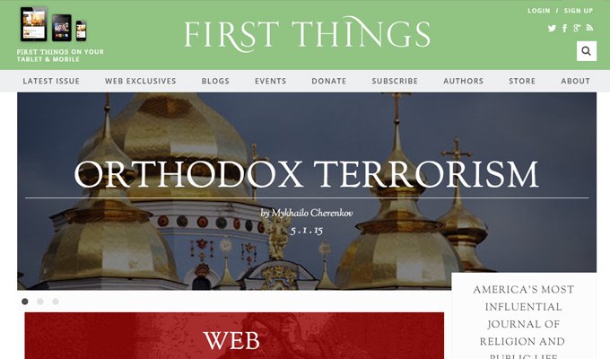 first things magazine website homepage