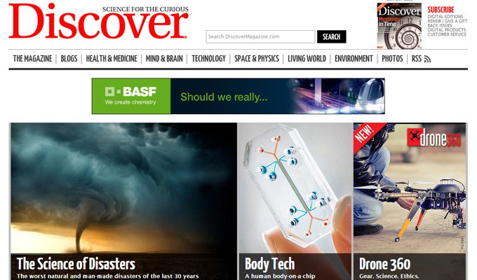 discover magazine website homepage