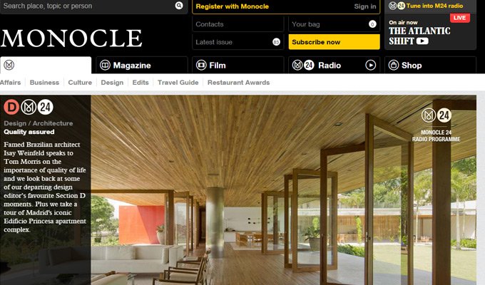 monocle homepage magazine design