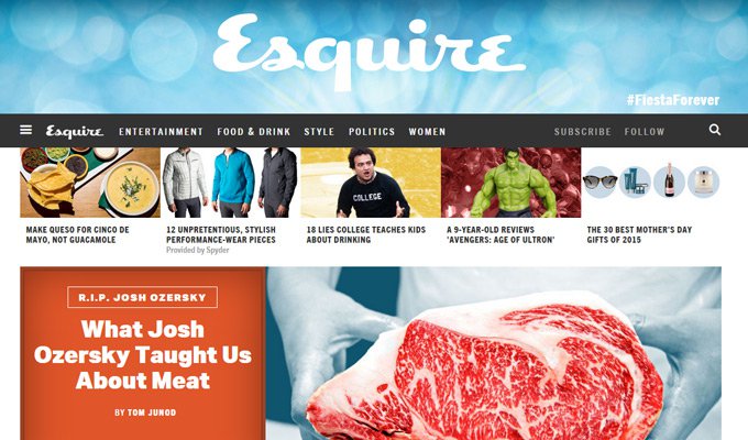 esquire homepage magazine layout