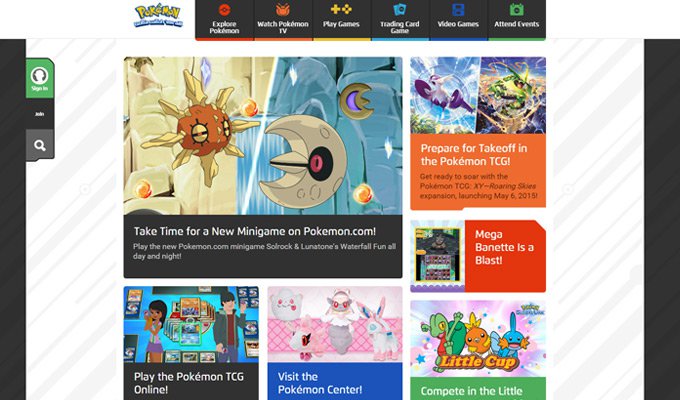 pokemon official thiet ke website game 