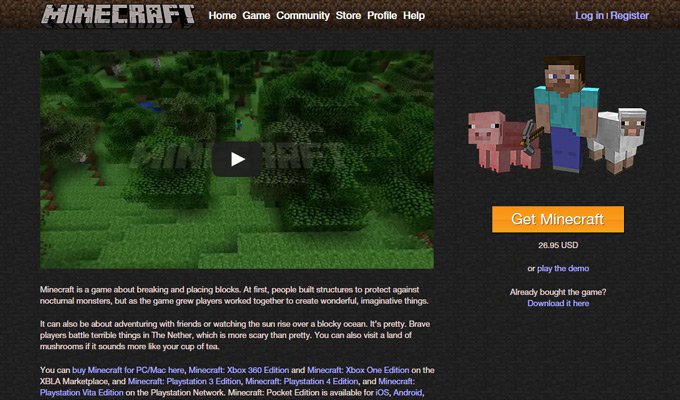 game minecraft thiet ke website game 