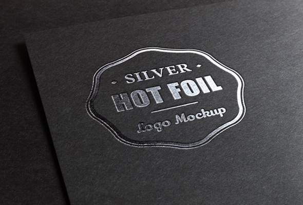 Silver Stamping mock up mien phi cho thiet ke logo