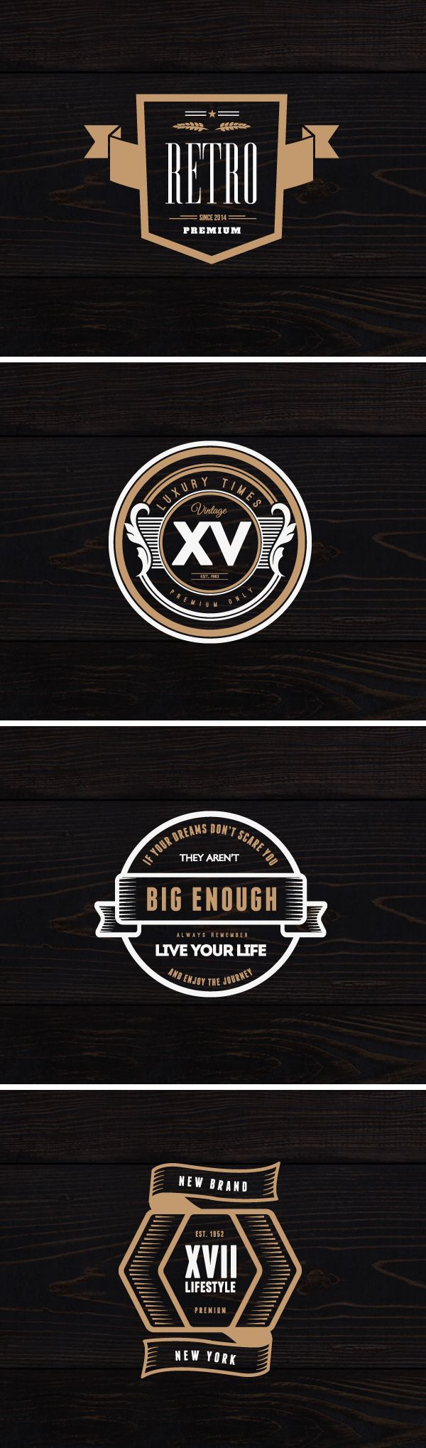 4 Vintage Logos Badges thiet ke logo dep