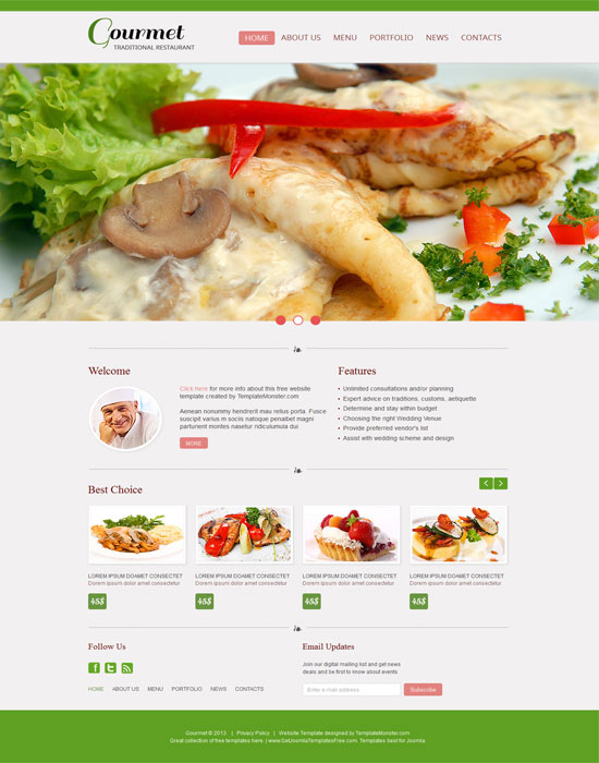 Gourmet thiet ke website cafe mien phi