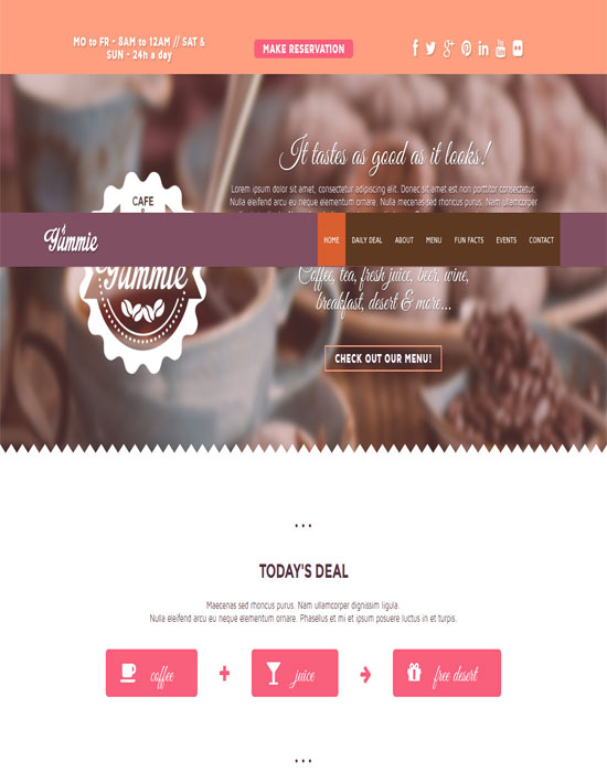 Yummie - thiet ke website cafe