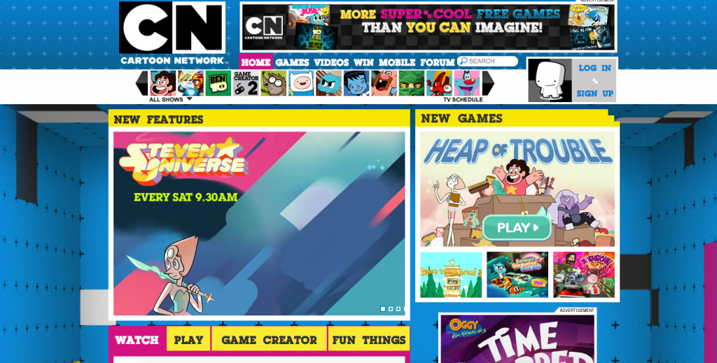 cartoon network india header trong thiet ke web