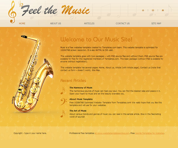 Feel the Music Websitethiet ke website am nhac