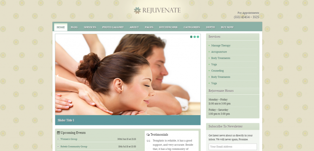 rejuvenate spa thiet ke website dep