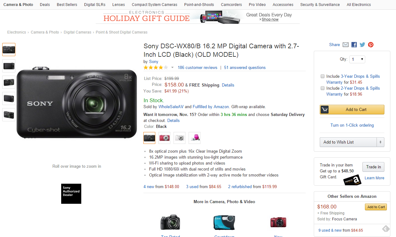 amazon product page sony thiet ke trang website