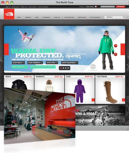 north face brand experience thiet ke web ban hang