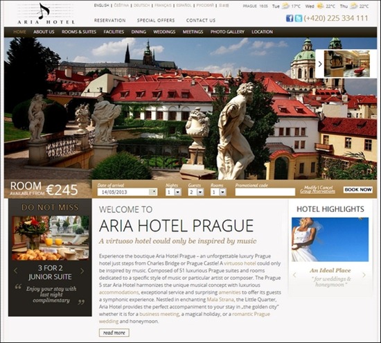 Aria Hotel thiet ke website khahc san